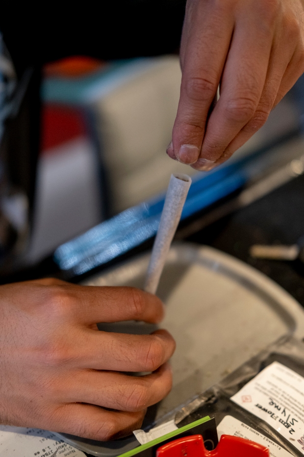 David Medina places cannabis in a ...